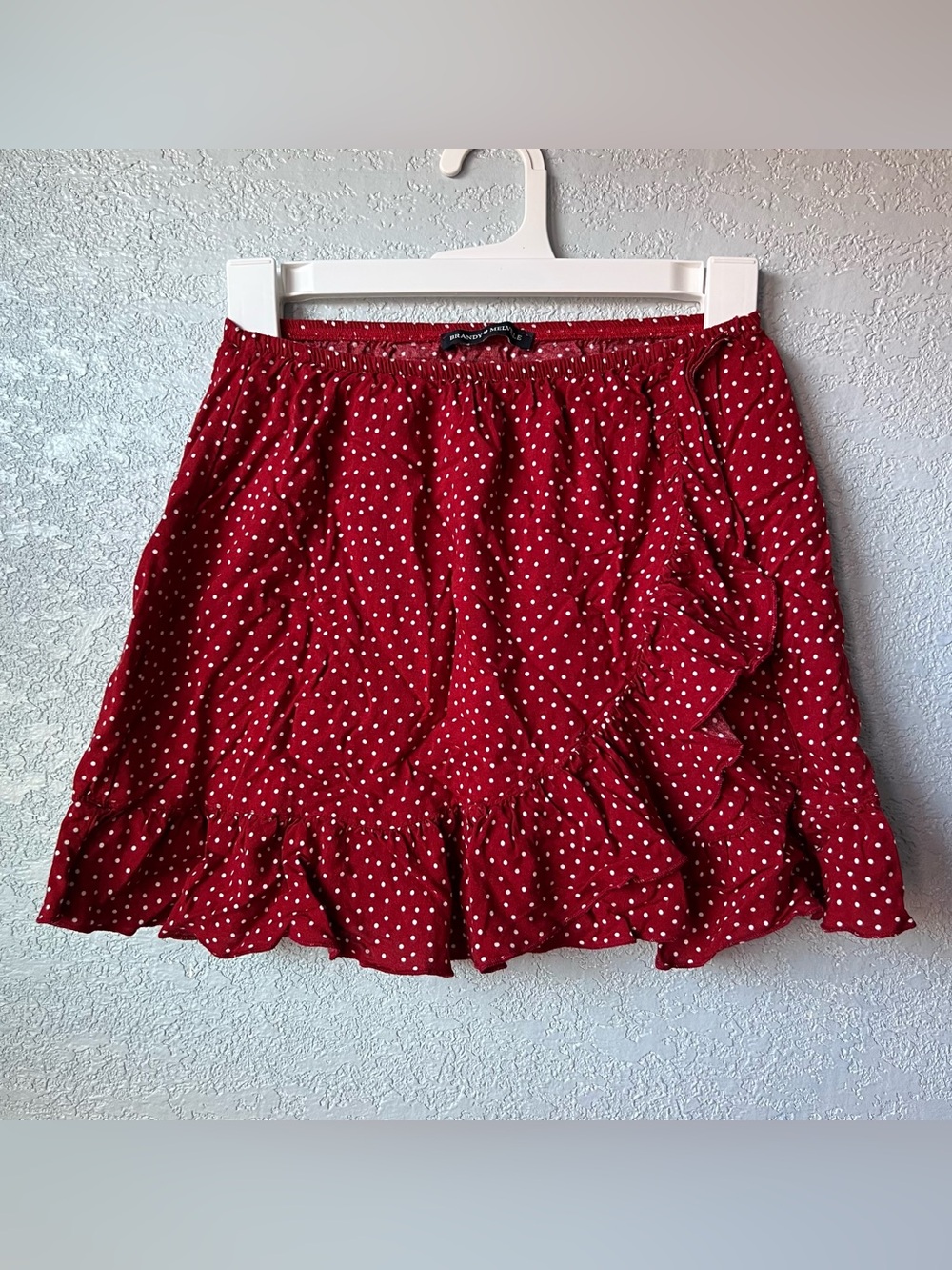 Brandy Melville Red Polka Dot Ruffle Wrap Mini Skirt One Size Made in Italy S